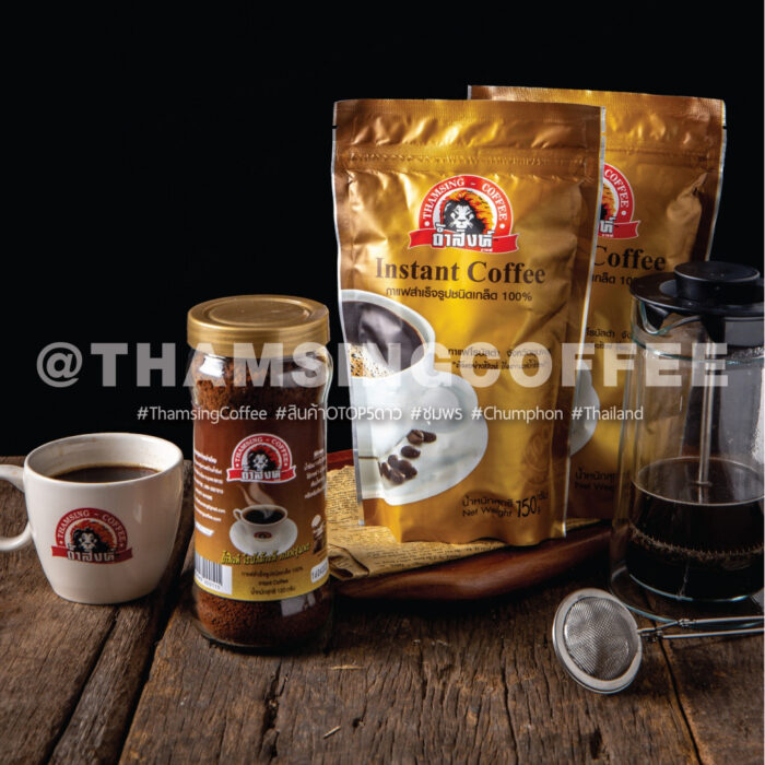 กาแฟสำเร็จรูปชนิดเกล็ด ขนาดแพ็คละ 150 กรัม ยกลัง (บรรจุ 24 แพ็ค) ตรา ถ้ำสิงห์ - Image 4