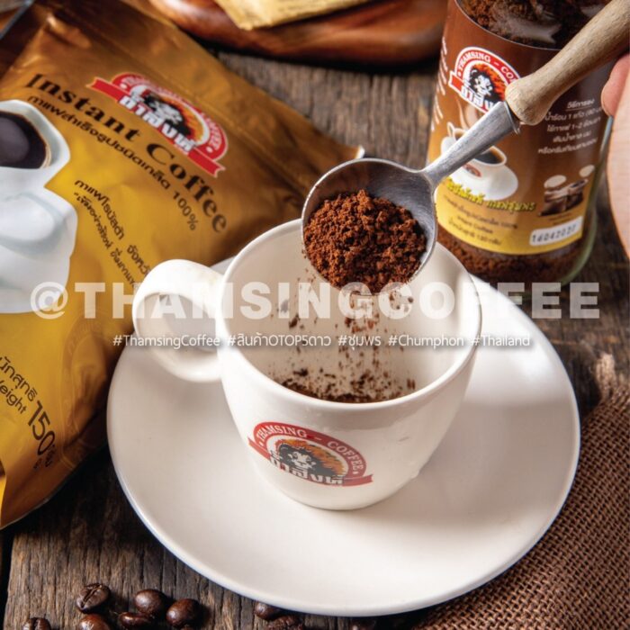 กาแฟสำเร็จรูปชนิดเกล็ด ขนาดแพ็คละ 150 กรัม ยกลัง (บรรจุ 24 แพ็ค) ตรา ถ้ำสิงห์ - Image 2