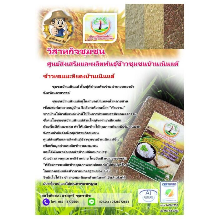 ข้าวหอมมะลิแดง น้ำหนัก 1 กิโลกรัม ตรา ข้าวเนินแต้ - รูปภาพ 2